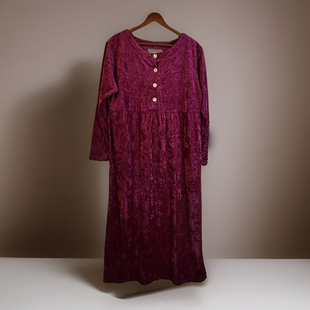 Vintage Burgundy Red Velvet Dress M Long‎ Empire Fairy Goth Witchy Whimsical
